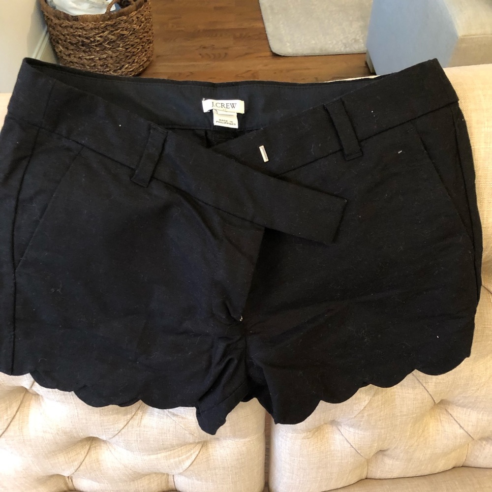 JCREW black scalloped shorts